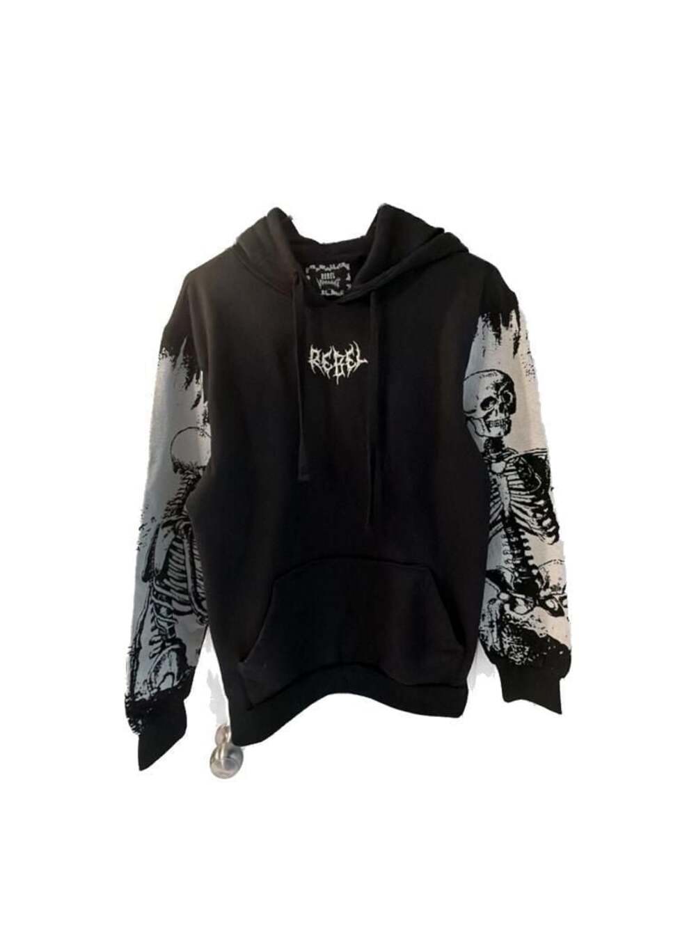 Rebel Vengeance Skeleton Intarsia Knit Sleeve Hoodie